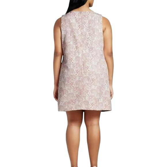 Victoria Beckham Target Pink Blush Floral Jacquard Brocade Shift Dress Fits L/XL - Picture 2 of 12